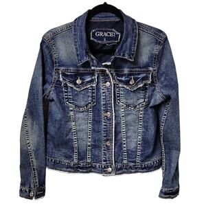 Grace in LA Denim Jean Jacket Womens Size Small